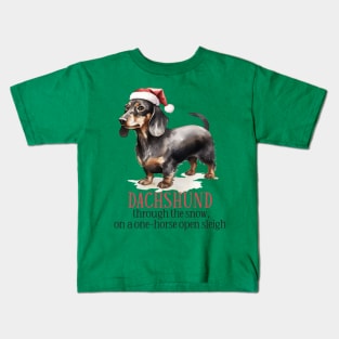 Dachshund Through The Snow Pun Kids T-Shirt